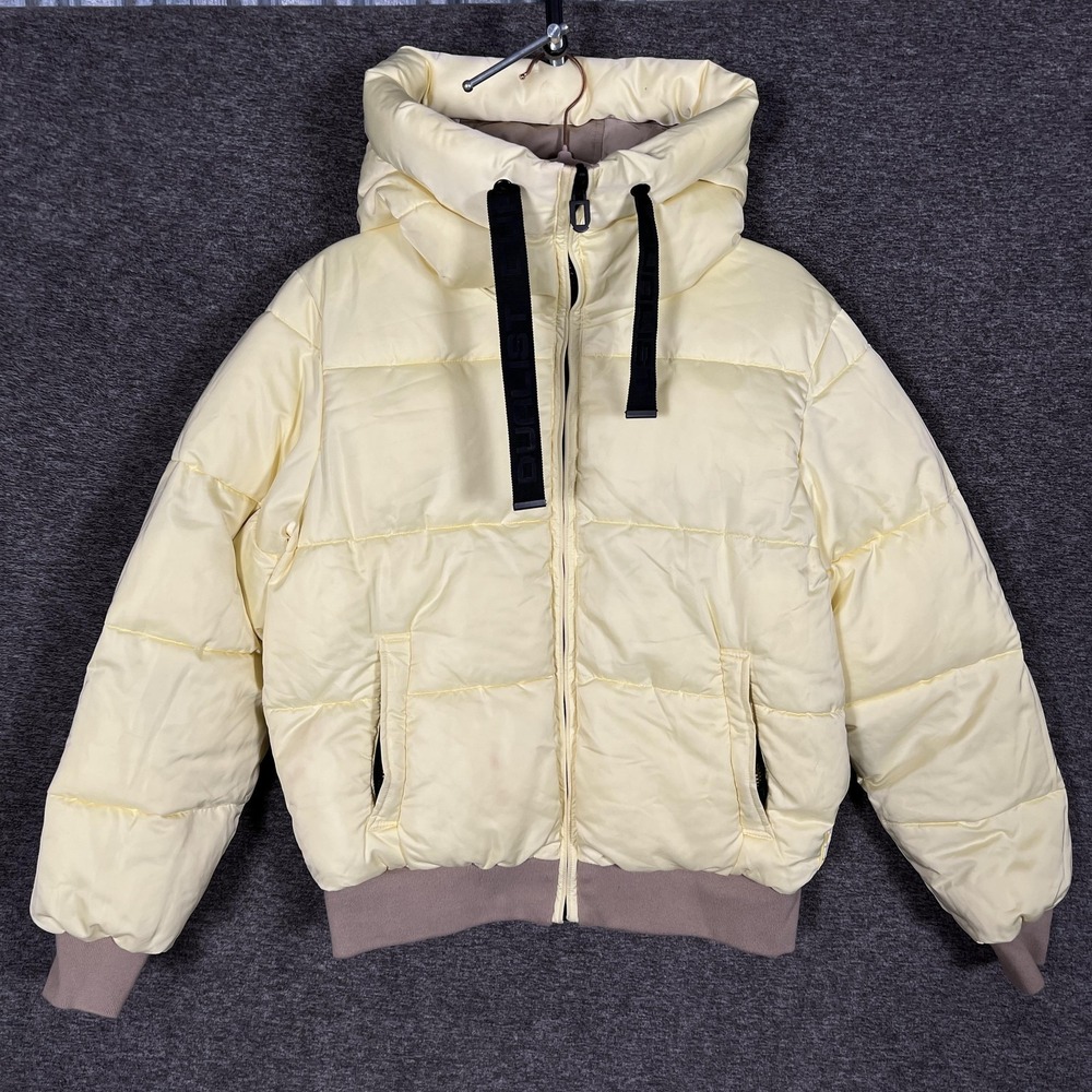 Dualist Jacket Womens T2 Yellow Reversible Hooded Puffer Short Zip Quilted‎
